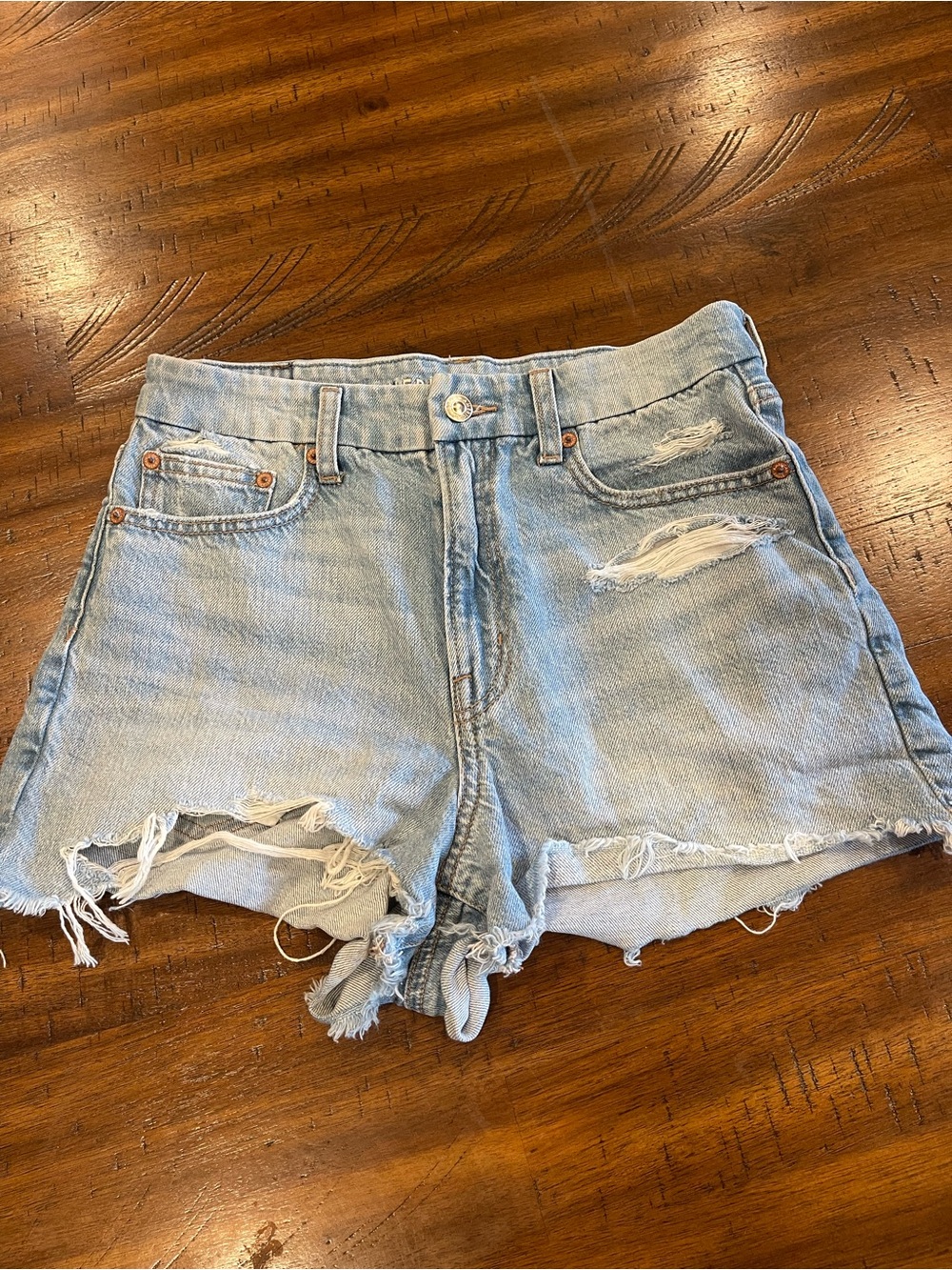 American Eagle Outfitters Light Blue Distressed Denim Shorts